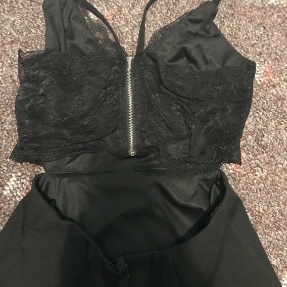 Lush by Lulus Black Lace Skater Dress with Cutouts - Picture 6 of 8